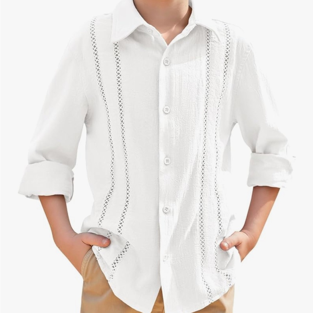 Boys Guayabera White Shirt